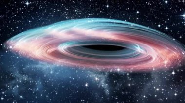 Bulut ve nebula katmanlarından oluşan çörek şeklinde bir galaksi. Yüksek kalite 4k görüntü