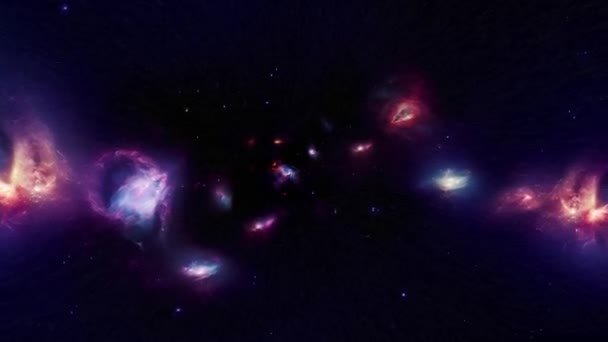Διαστημική Πτήση Άλλους Γαλαξίες Σμήνη Γαλαξιών Και Νεφελωμάτων Υψηλής Ποιότητας — Αρχείο Βίντεο
