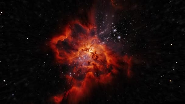 Los Racimos Estrellas Forman Una Galaxia Roja Viaje Espacial Imágenes — Vídeo de stock