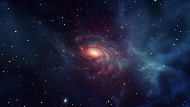 Galáxia Espiral Vermelha Novas Descobertas Antecedentes Com Nebulosas Espaciais Imagens — Vídeo de Stock