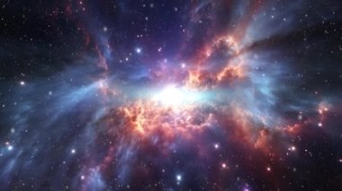 Galaksi yıldızlarıyla güzel bir arka plan. Uzay yolculuğu. Yüksek kalite 4k görüntü
