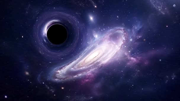 Gaură Neagră Care Zboară Dincolo Galaxie Creează Efectul Unei Lentile — Videoclip de stoc