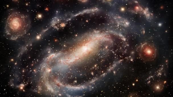 一个由许多小星云和星系环绕的大螺旋星系 高质量的4K镜头 — 图库视频影像