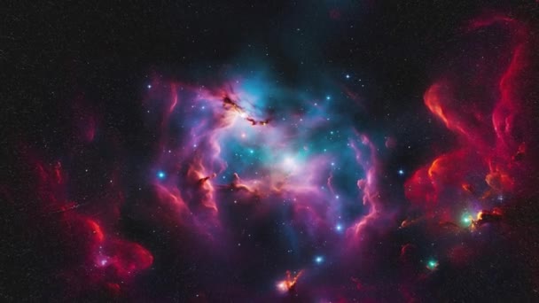 Space Bakgrund Med Röd Nebulosa Högkvalitativ Film — Stockvideo