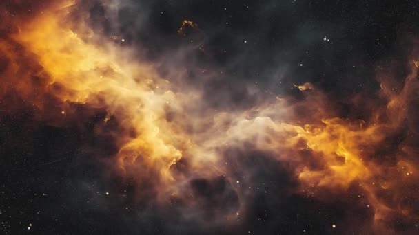 Volo Verso Nebulosa Gialla Spazio Sconfinato Filmati Alta Qualità — Video Stock