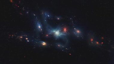 Galaksi ve nebula kümeleri. Açık alan. Yüksek kalite 4k görüntü