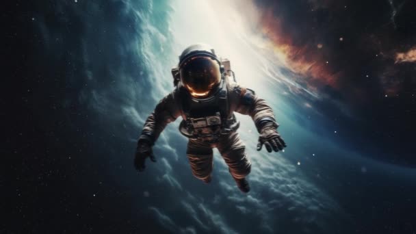Astronauta Nello Spazio Che Esplora Nuovo Pianeta Filmati Alta Qualità — Video Stock