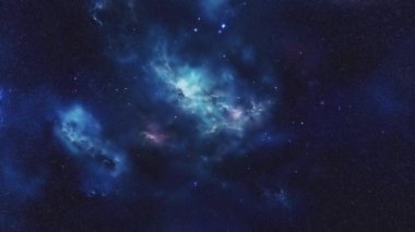 Mavi nebulalı uzay arkaplanı. Yüksek kalite 4k görüntü