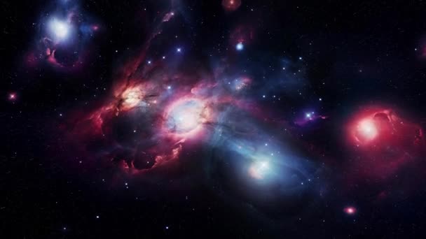 Flyg Till Nya Ljusa Galaxer Andra Änden Universum Högkvalitativ Film — Stockvideo