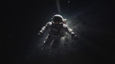 Uzayın uçurumuna düşen bir astronot. Yüksek kalite 4k görüntü