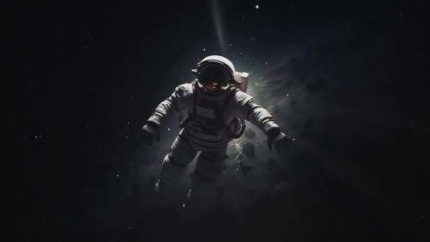Ein Astronaut Der Den Abgrund Des Weltraums Stürzt Hochwertiges Filmmaterial — Stockvideo