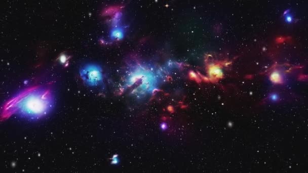 Animação Voo Para Aglomerado Estrelas Galáxias Voar Pelo Espaço Imagens — Vídeo de Stock