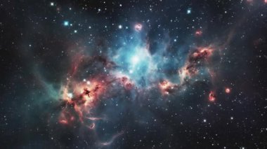 Yıldız kümelerine uzay uçuşu uzay tozunu aştı. Yüksek kalite 4k görüntü