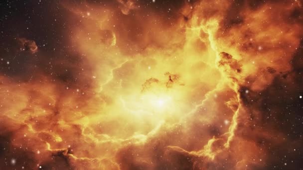 Una Estrella Brillante Centro Una Nebulosa Dorada Imágenes Alta Calidad — Vídeos de Stock