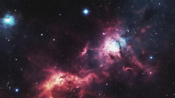 Космический Полет Звёздным Скоплениям Мимо Космической Пыли Высококачественные Кадры — стоковое видео