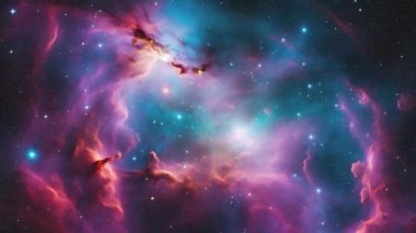 Pembe nebula. Diğer galaksilere uçuş. Yüksek kalite 4k görüntü