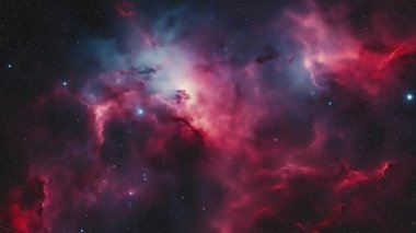 Pembe nebula. Diğer galaksilere uçuş. Yüksek kalite 4k görüntü