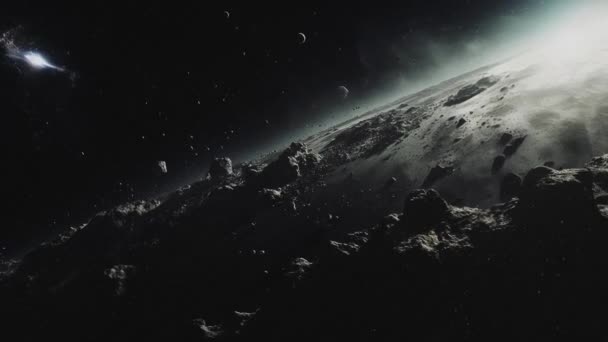 Målplanetens Yta Kallt Och Mörkt Utrymme Högkvalitativ Film — Stockvideo