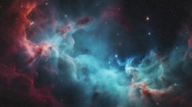 Uzayın derinliklerinde mavi nebula. Yüksek kalite 4k görüntü