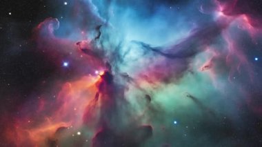 Kozmik nebulada parlak renklerin birleşimi. Yüksek kalite 4k görüntü