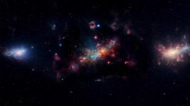 Büyüleyici galaksilerin merkezine doğru seyahat ederken uzayın derinliklerini keşfedin. Yüksek kalite 4k görüntü