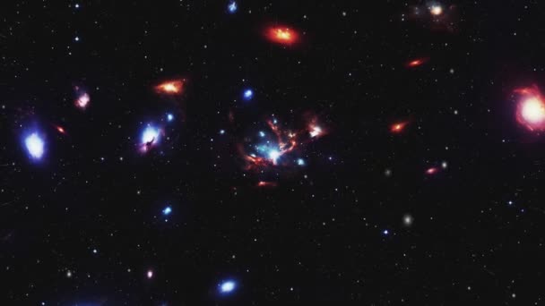 Uzayda Galaksilerin Merkezine Uçmak Yüksek Kalite Görüntü — Stok video