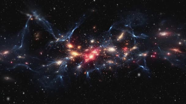 Racimo Galaxias Cadena Cósmica Galaxias Imágenes Alta Calidad — Vídeos de Stock