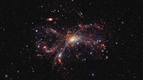Кластер Галактик Космічний Ланцюг Галактик Високоякісні Кадри — стокове відео