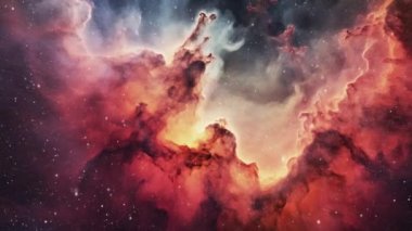 Sonsuz uzayda kozmik tozdan sütunlar. Yüksek kalite 4k görüntü