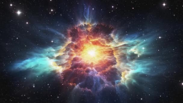 Взрыв Сверхновой Цветные Химические Элементы После Взрыва Звезды Высококачественные Кадры — стоковое видео