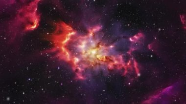 Kozmik arka plan, karanlık uzayda güzel pembe bulutlu galaksi. Yüksek kalite 4k görüntü