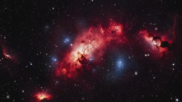 Uma Galáxia Vermelha Distante Nebulosas Poeira Cósmica Imagens Alta Qualidade — Vídeo de Stock