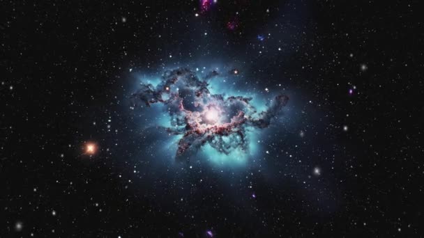 Uma Galáxia Azul Incrível Espaço Inexplorado Imagens Alta Qualidade — Vídeo de Stock
