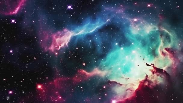 Kosmiczna Mgławica Różowo Niebieskich Odcieniach Wysokiej Jakości Materiał — Wideo stockowe