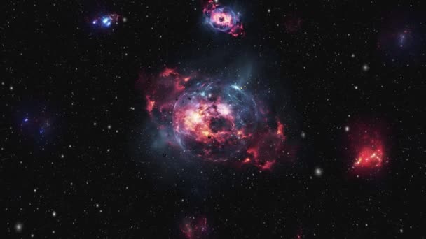Vol Dans Abîme Espace Fond Cosmique Avec Galaxies Étoiles Images — Video
