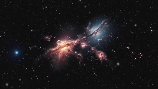 Flucht Den Abgrund Des Weltraums Kosmischer Hintergrund Mit Galaxien Und — Stockvideo