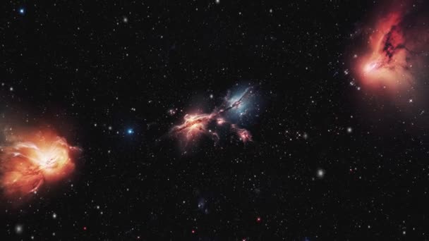 Полет Бездну Космоса Космический Фон Галактиками Звездами Высококачественные Кадры — стоковое видео