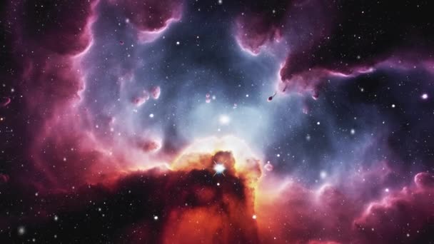Nanılmaz Renkleri Manzarası Olan Bir Nebulada Uçmak Yüksek Kalite Görüntü — Stok video