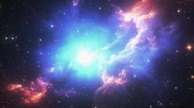 Uzay arkaplanı. Uzayda galaksilere uçan animasyon görüntüleri. Yüksek kalite 4k görüntü