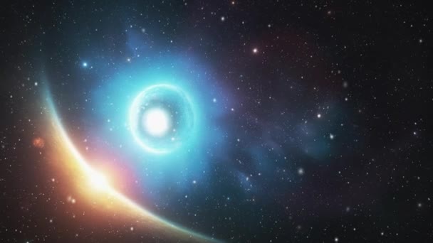 Duas Galáxias Gasosas Espaço Exterior Feito Poeira Estrelas Imagens Alta — Vídeo de Stock
