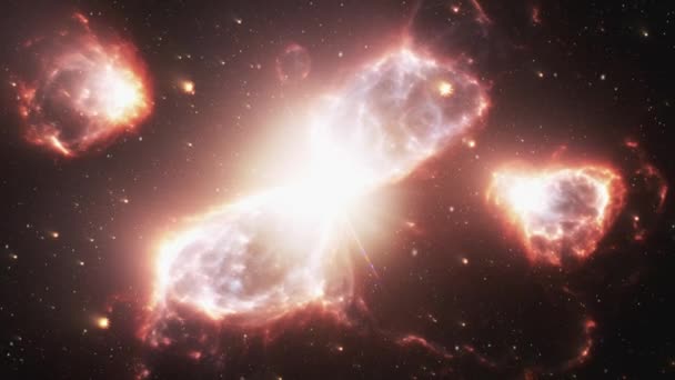 Centro Galáxia Uma Nova Explosão Supernova Com Feixe Radiação Imagens — Vídeo de Stock