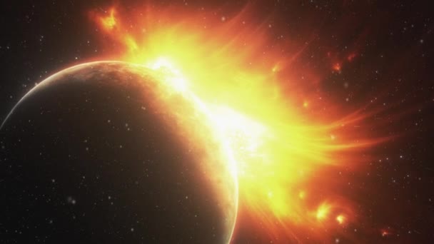 Planeta Która Powoli Jest Pochłaniana Przez Gwiazdę Wysokiej Jakości Materiał — Wideo stockowe