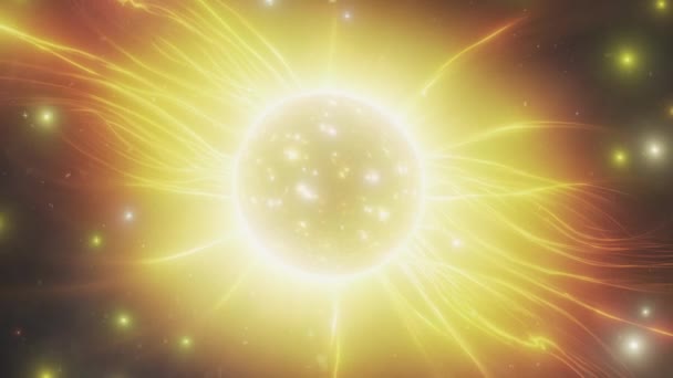 Jasna Gwiazda Promieniami Lecącymi Kosmos Wysokiej Jakości Materiał — Wideo stockowe
