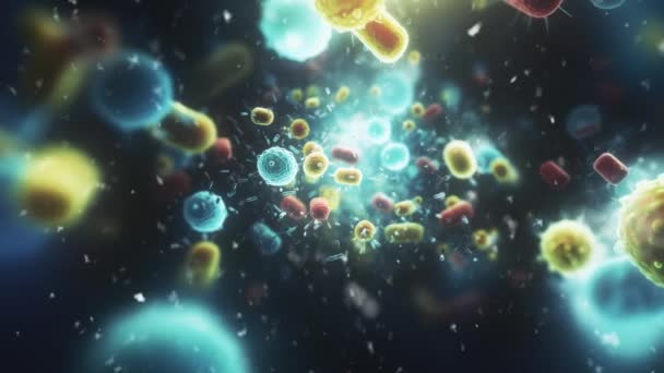 Baktériumok Mikrorészecskék Animációja Kiváló Minőségű Felvételek — Stock videók