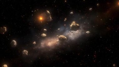 Göktaşları ve tozların uzay arkaplanı. Yüksek kalite 4k görüntü