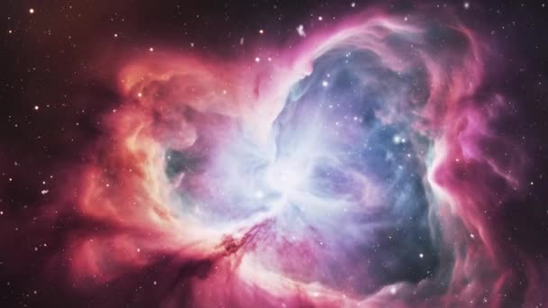 Una Hermosa Nebulosa Hecha Gas Polvo Cósmico Vuelo Por Espacio — Vídeos de Stock