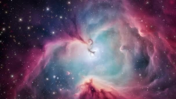 Una Hermosa Nebulosa Hecha Gas Polvo Cósmico Vuelo Por Espacio — Vídeo de stock