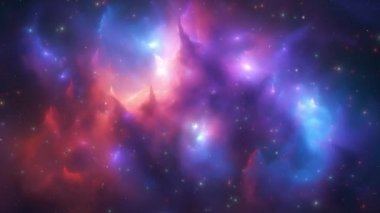 Farklı renklerde parlayan gaz ve tozdan oluşan kozmik bir nebula. Yüksek kalite 4k görüntü