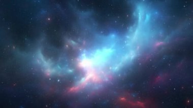 Farklı renklerde parlayan gaz ve tozdan oluşan kozmik bir nebula. Yüksek kalite 4k görüntü