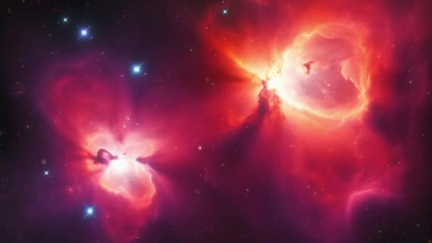 Két Gyönyörű Vörös Köd Űrben Kiváló Minőségű Felvételek — Stock videók